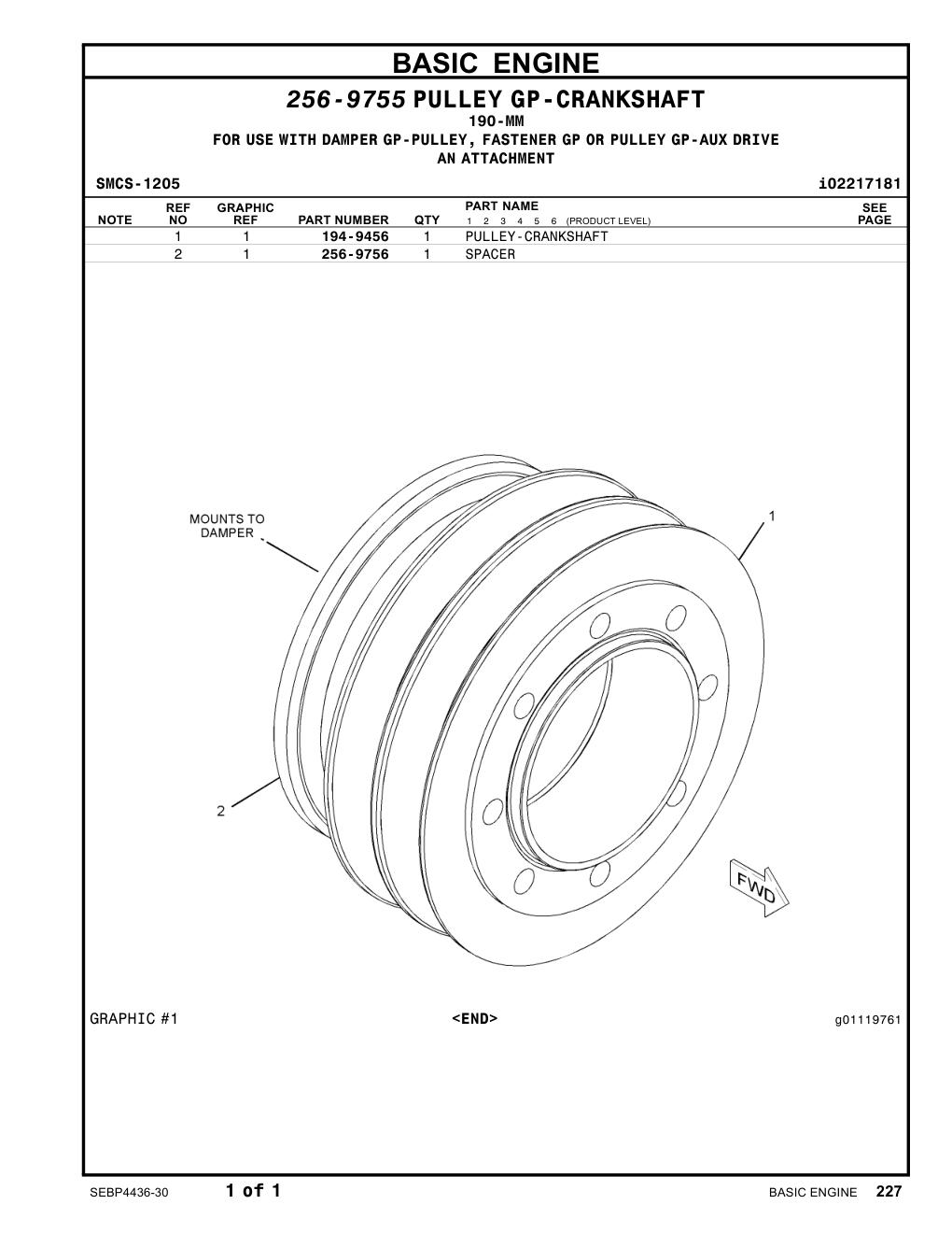 256-9756 SPACER CAT parts manual diagram