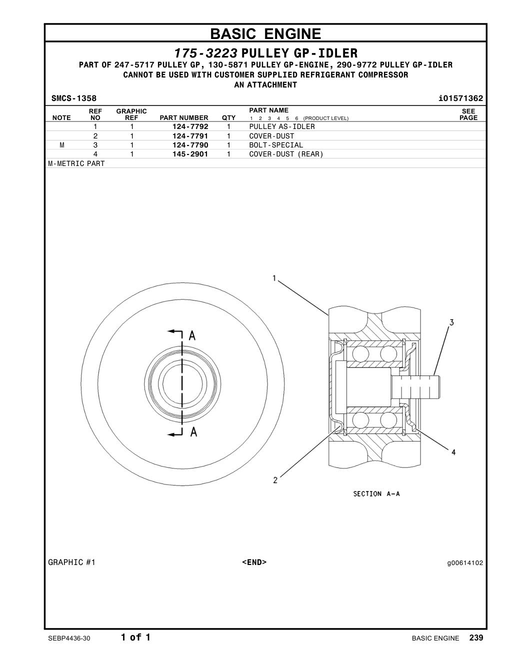 124-7792 PULLEYAS-IDLER CAT parts manual diagram
