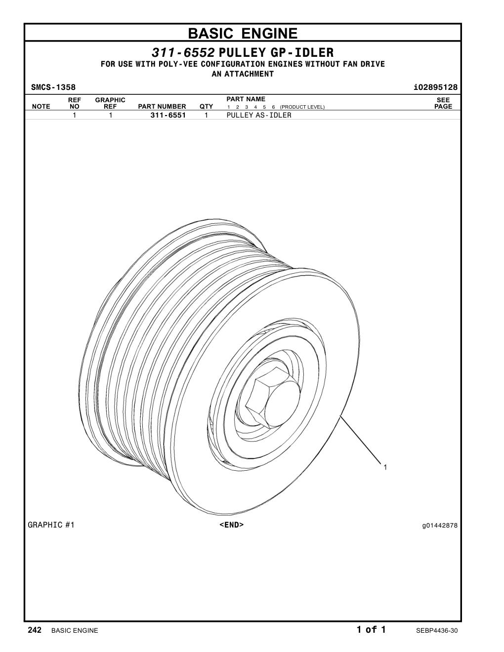 311-6551 PULLEYAS-IDLER CAT parts manual diagram