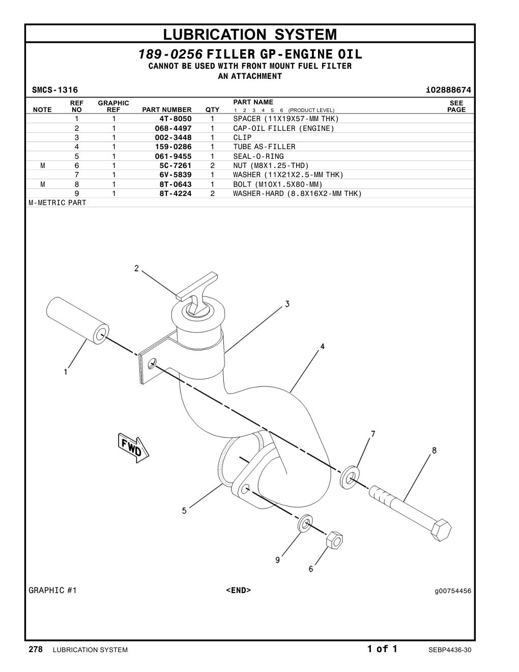 159-0286 TUBE AS-FILLER CAT parts manual diagram