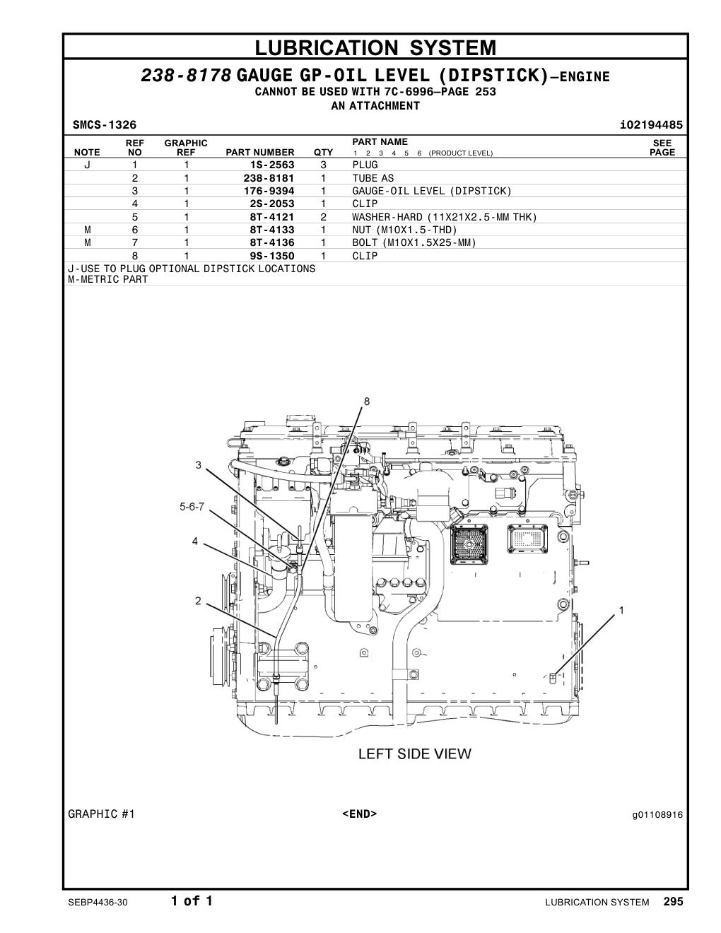 176-9394 GAUGE-OILLEVEL(DIPSTICK) CAT parts manual diagram