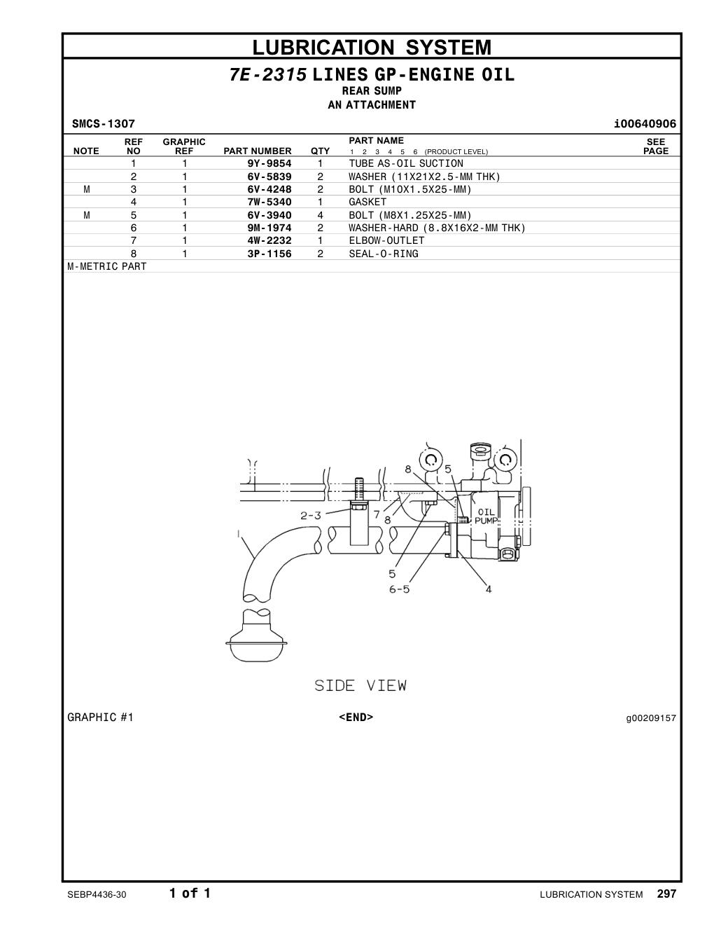 9Y-9854 TUBEAS-OILSUCTION CAT parts manual diagram