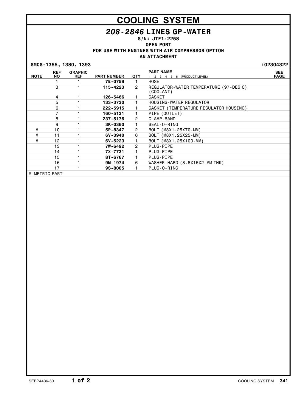 160-5131 PIPE(OUTLET) · S/N JTF1-2258 CAT parts manual diagram
