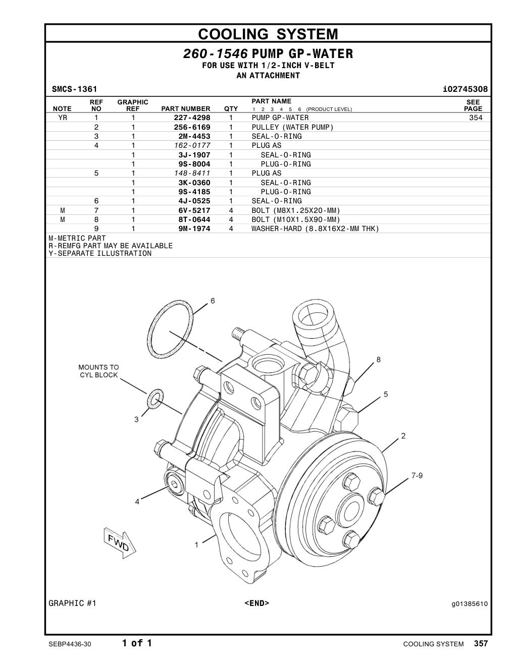 256-6169 PULLEY(WATERPUMP) CAT parts manual diagram