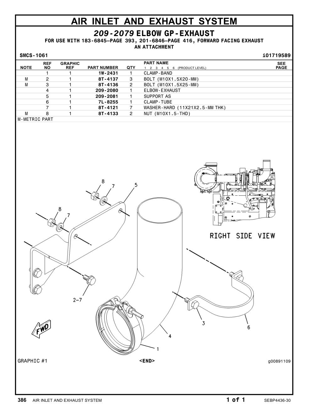 209-2080 ELBOW-EXHAUST CAT parts manual diagram