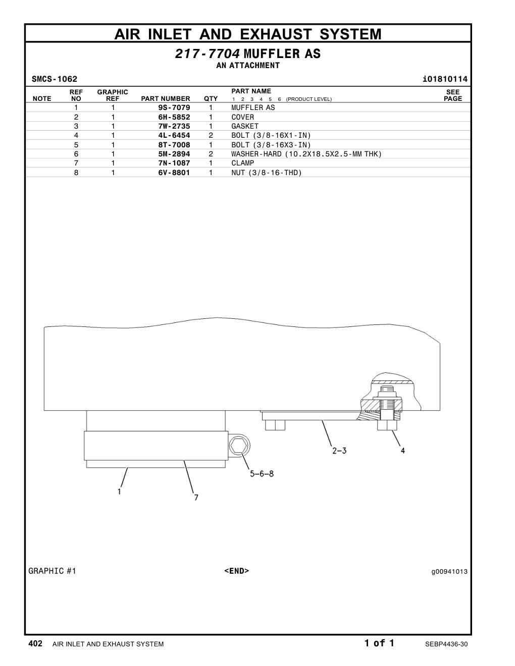 6H-5852 COVER CAT parts manual diagram