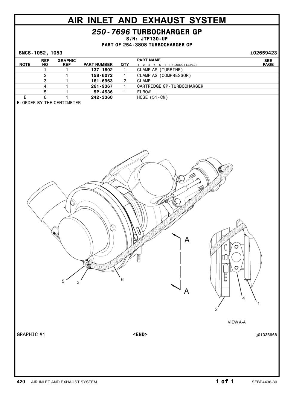 261-9367 CARTRIDGEGP-TURBOCHARGER · S/N JTF130-UP CAT parts manual diagram