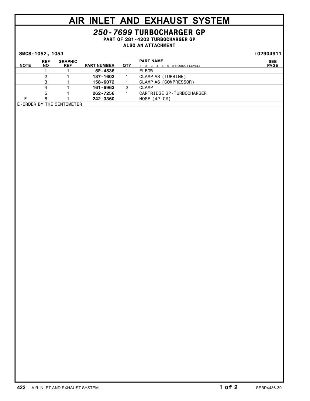 262-7256 CARTRIDGEGP-TURBOCHARGER CAT parts manual diagram