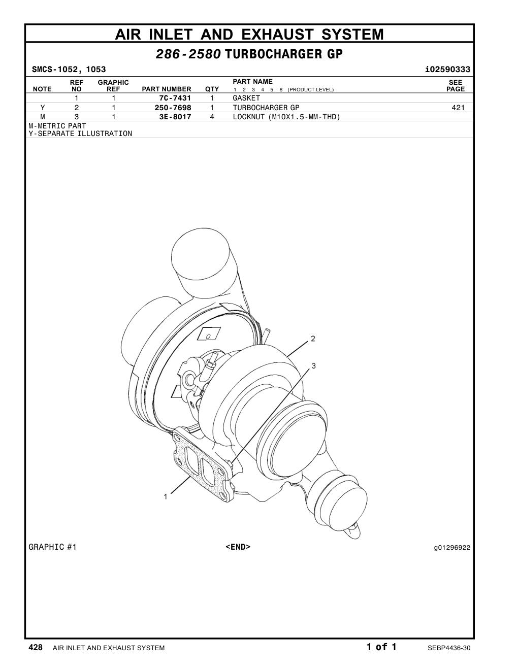 250-7698 TURBOCHARGERGP CAT parts manual diagram
