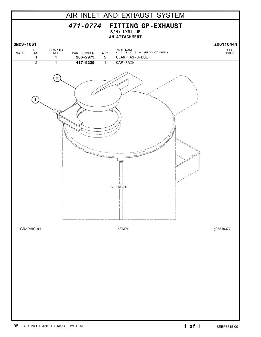 266-2973 CLAMP AS-U-BOLT · S/N LX91-UP CAT parts manual diagram
