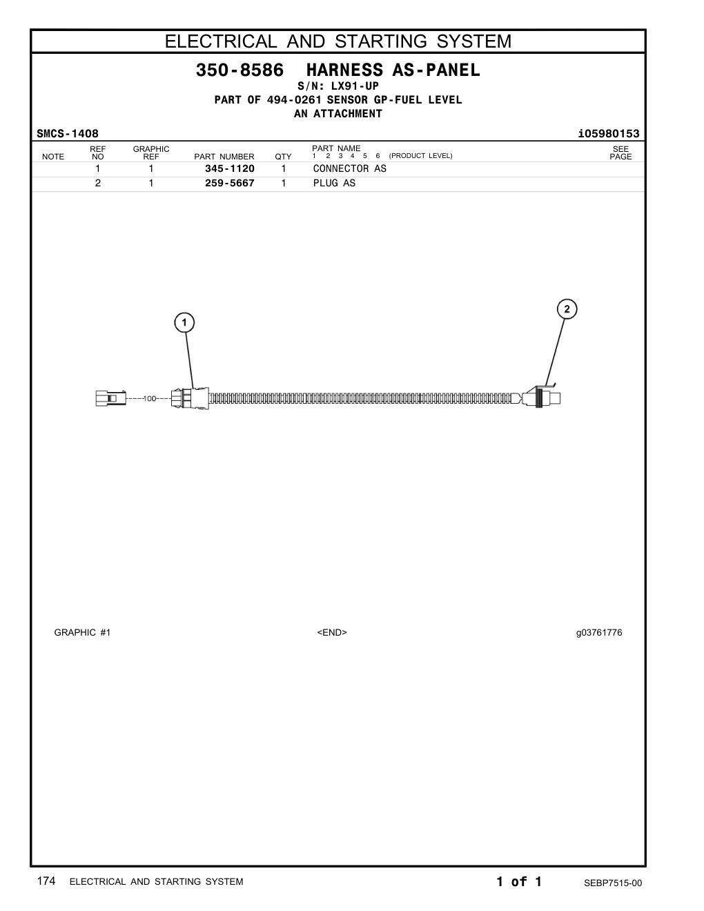 259-5667 PLUG AS · S/N LX91-UP CAT parts manual diagram
