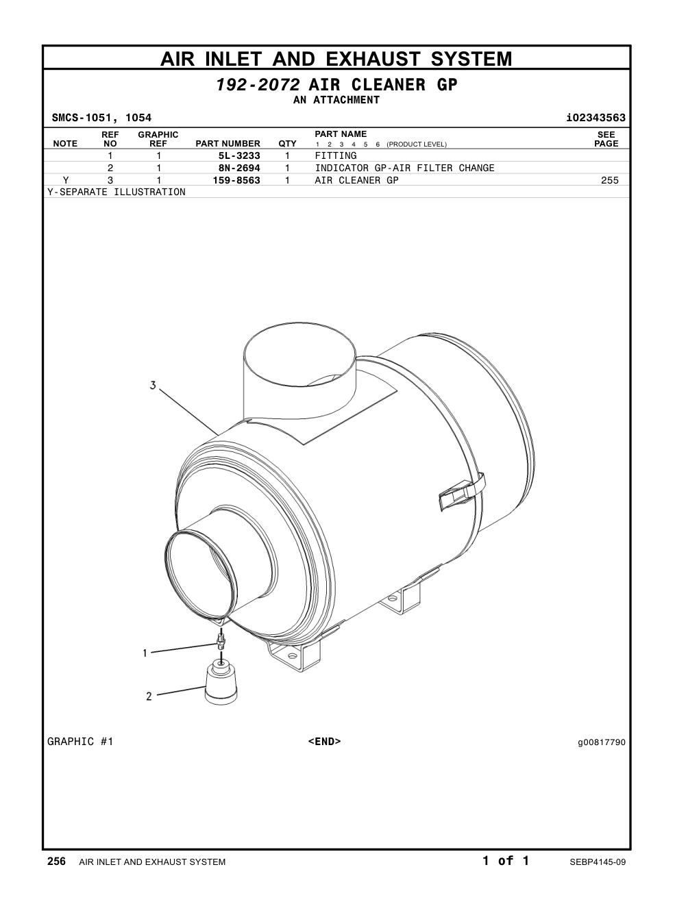 159-8563 AIR CLEANER GP CAT parts manual diagram