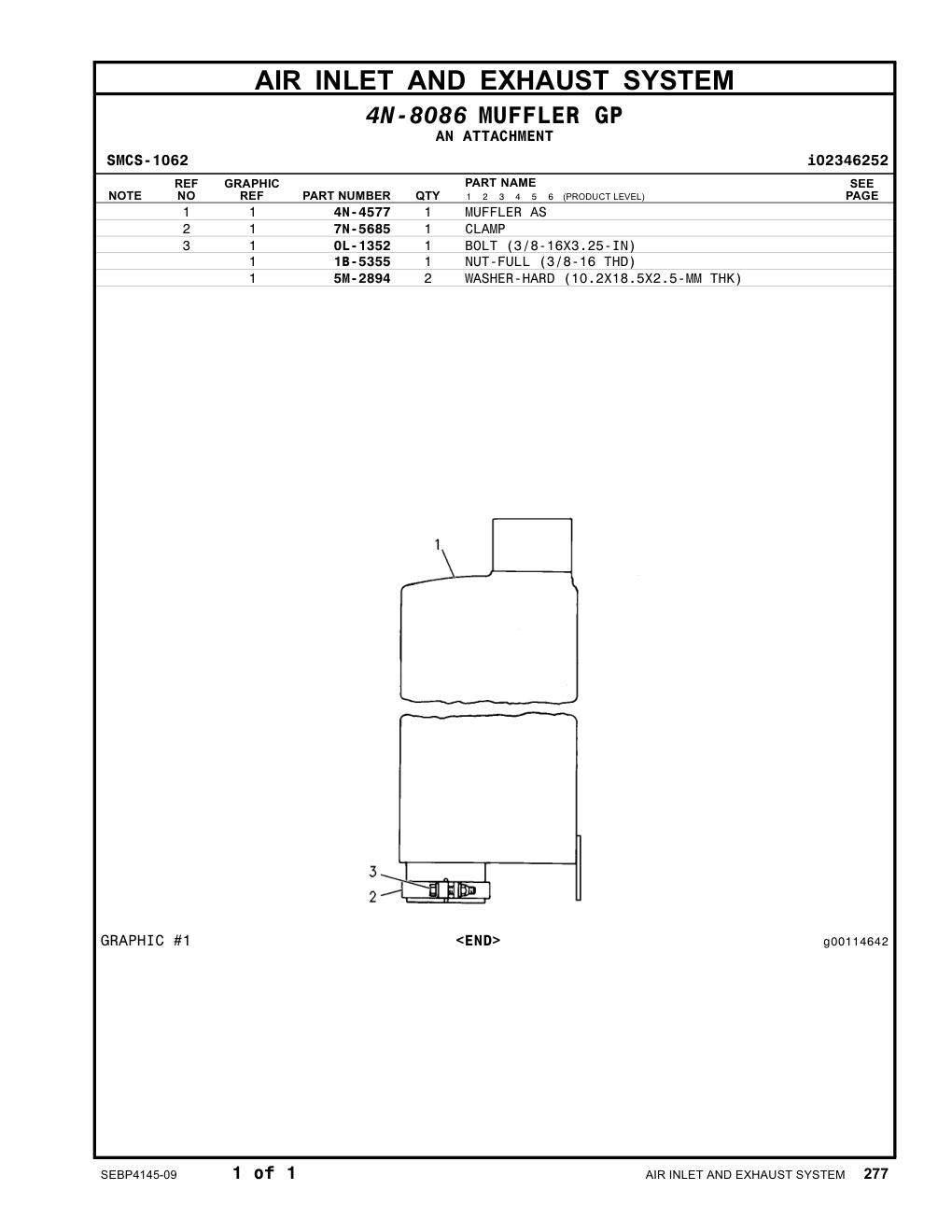 4N-4577 MUFFLER AS CAT parts manual diagram