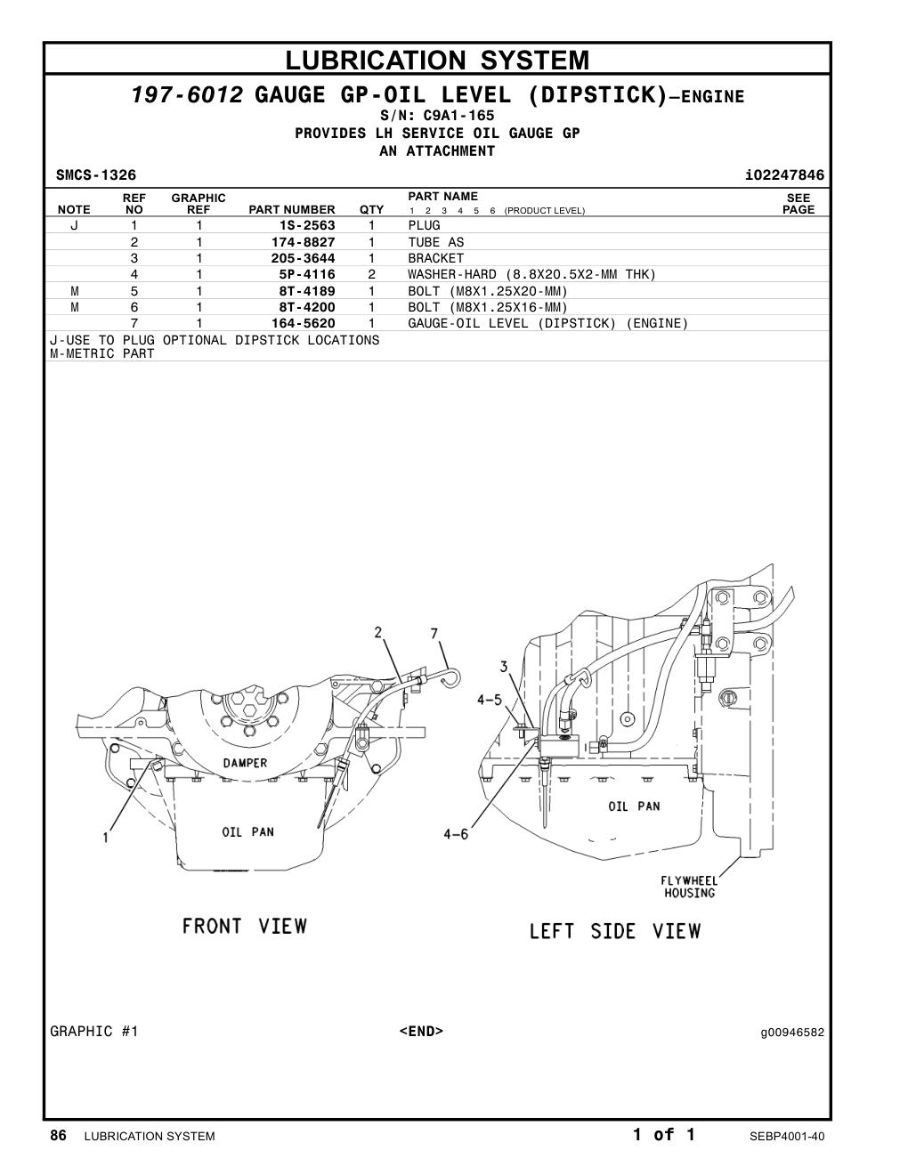 174-8827 TUBE AS · S/N C9A1-165 CAT parts manual diagram