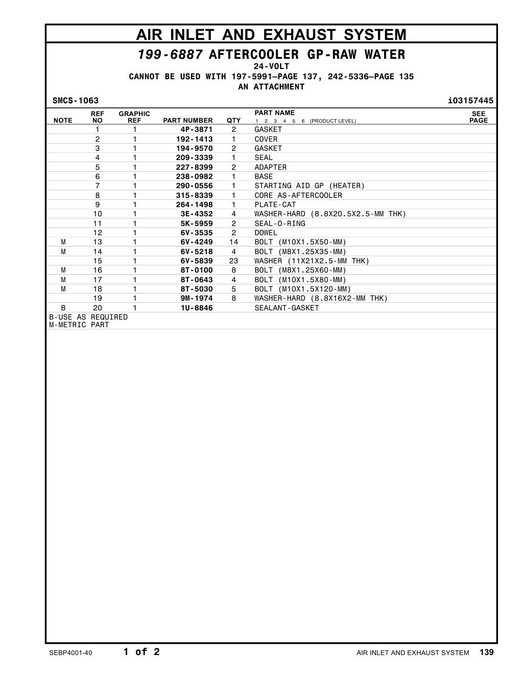 290-0556 STARTING AID GP (HEATER) CAT parts manual diagram