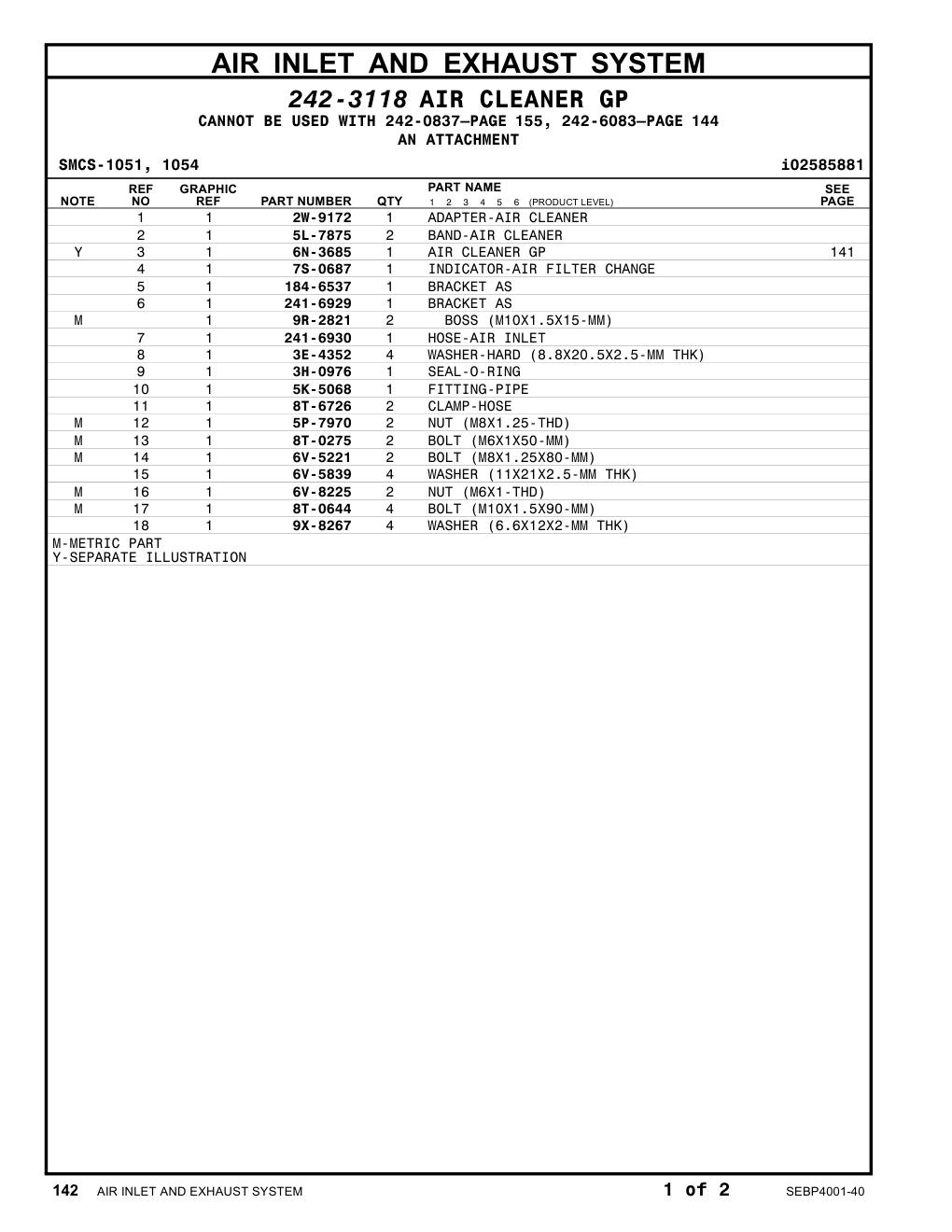 241-6930 HOSE-AIR INLET CAT parts manual diagram