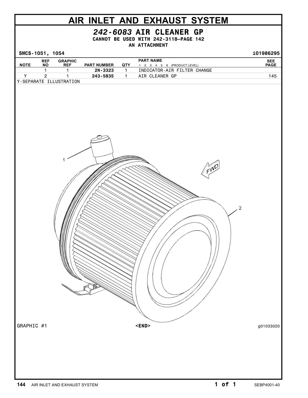 243-5835 AIR CLEANER GP CAT parts manual diagram