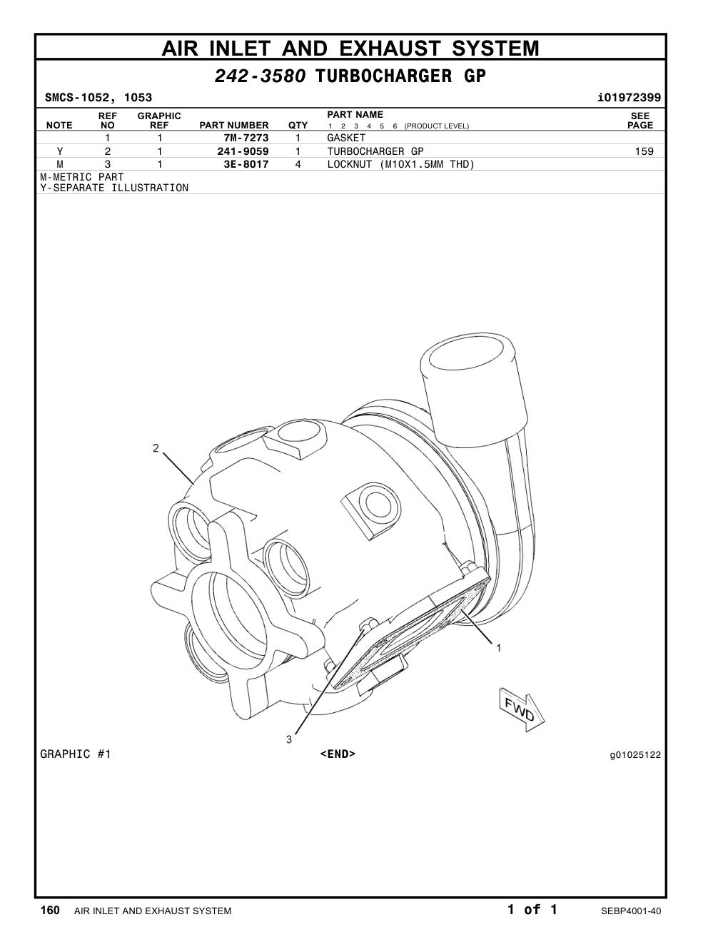 241-9059 TURBOCHARGER GP CAT parts manual diagram