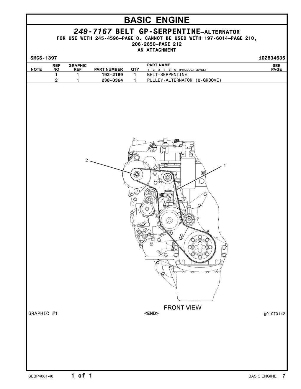 238-0364 PULLEY-ALTERNATOR (8-GROOVE) CAT parts manual diagram