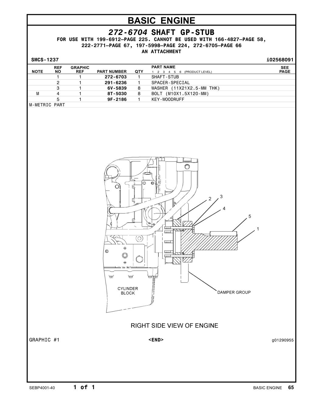 272-6703 SHAFT-STUB CAT parts manual diagram