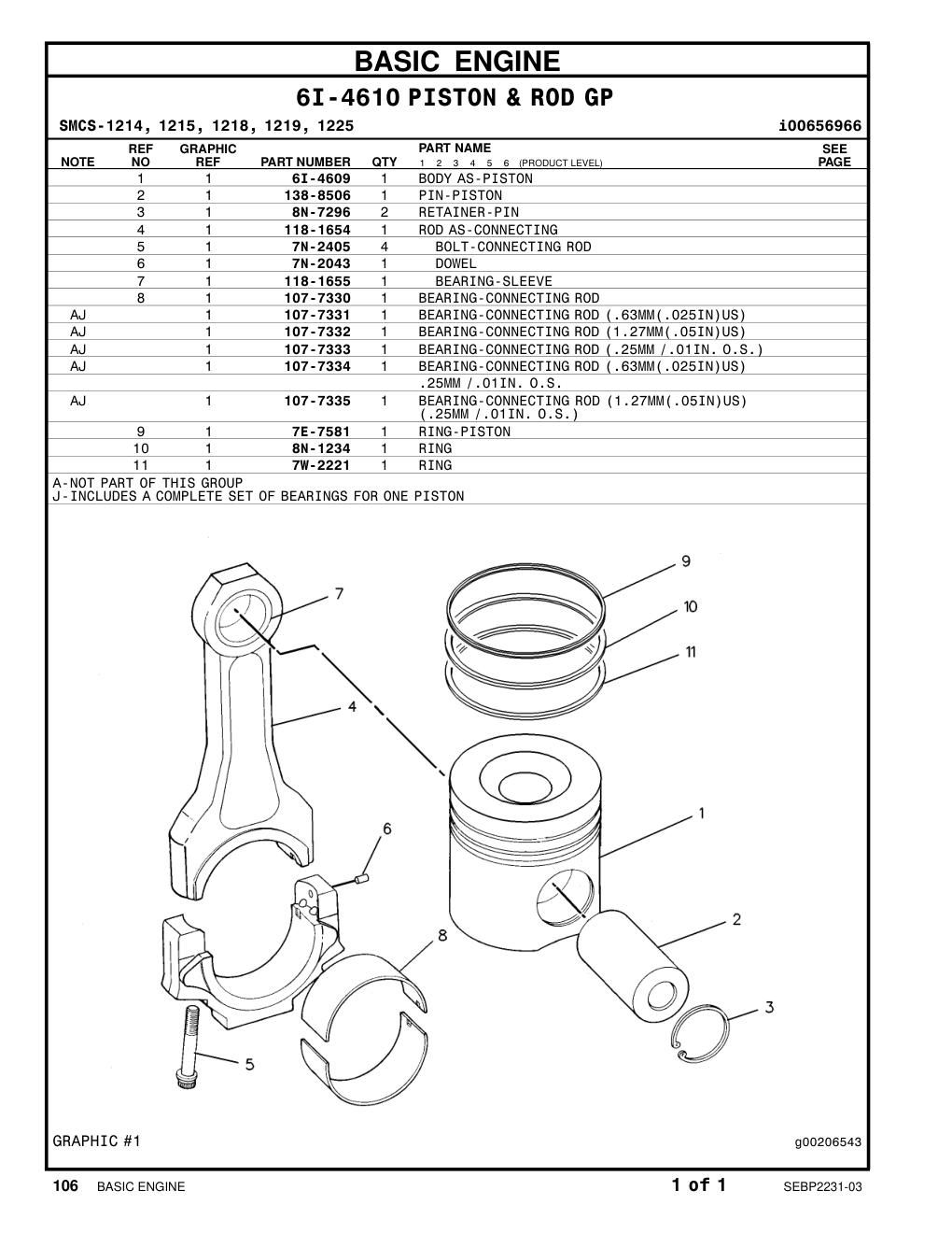 6I-4609 BODY AS-PISTON CAT parts manual diagram