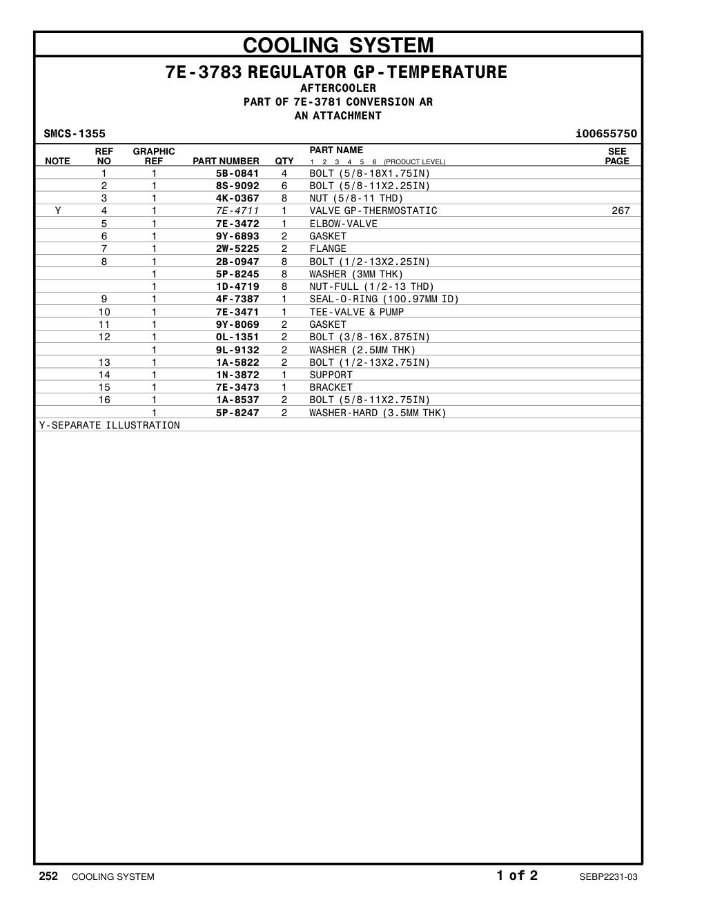 7E-4711 VALVE GP-THERMOSTATIC CAT parts manual diagram