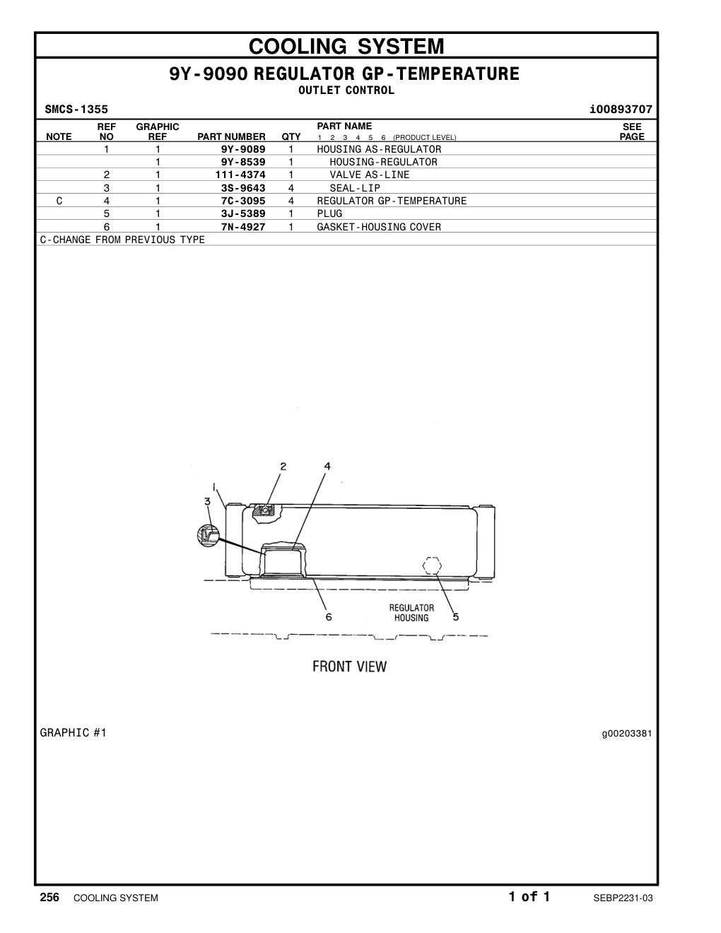 9Y-9089 HOUSING AS-REGULATOR CAT parts manual diagram