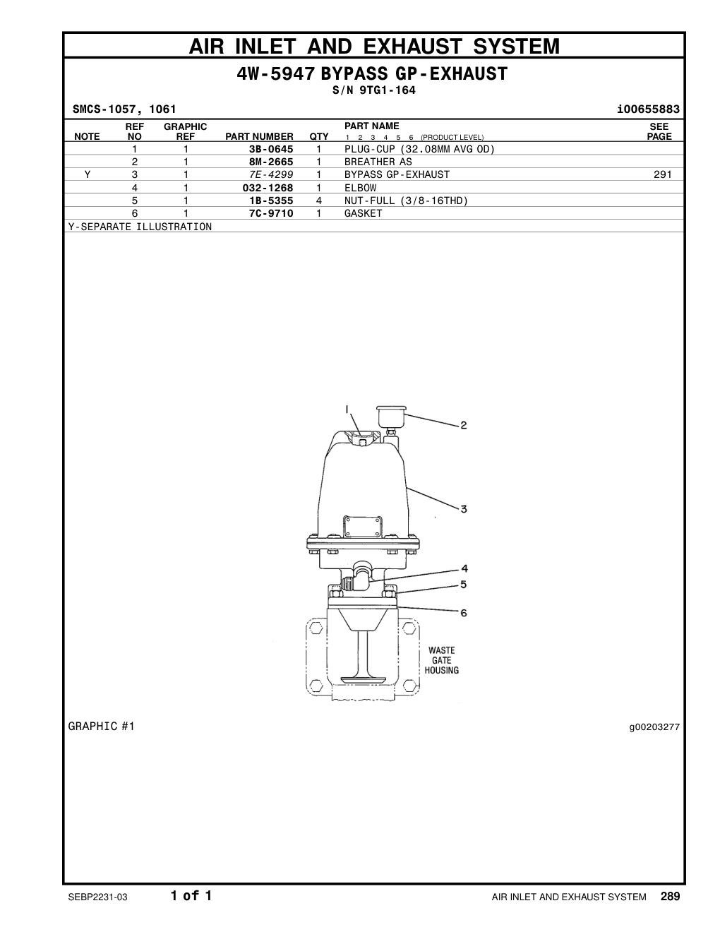 7C-9710 GASKET · S/N 9TG1-164 CAT parts manual diagram
