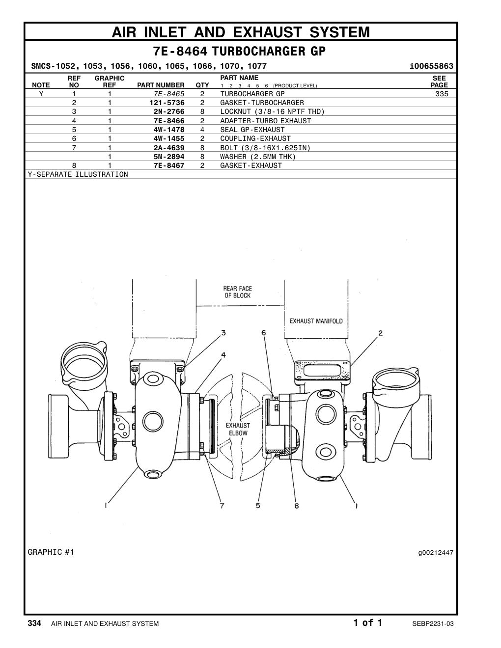 7E-8467 GASKET-EXHAUST CAT parts manual diagram