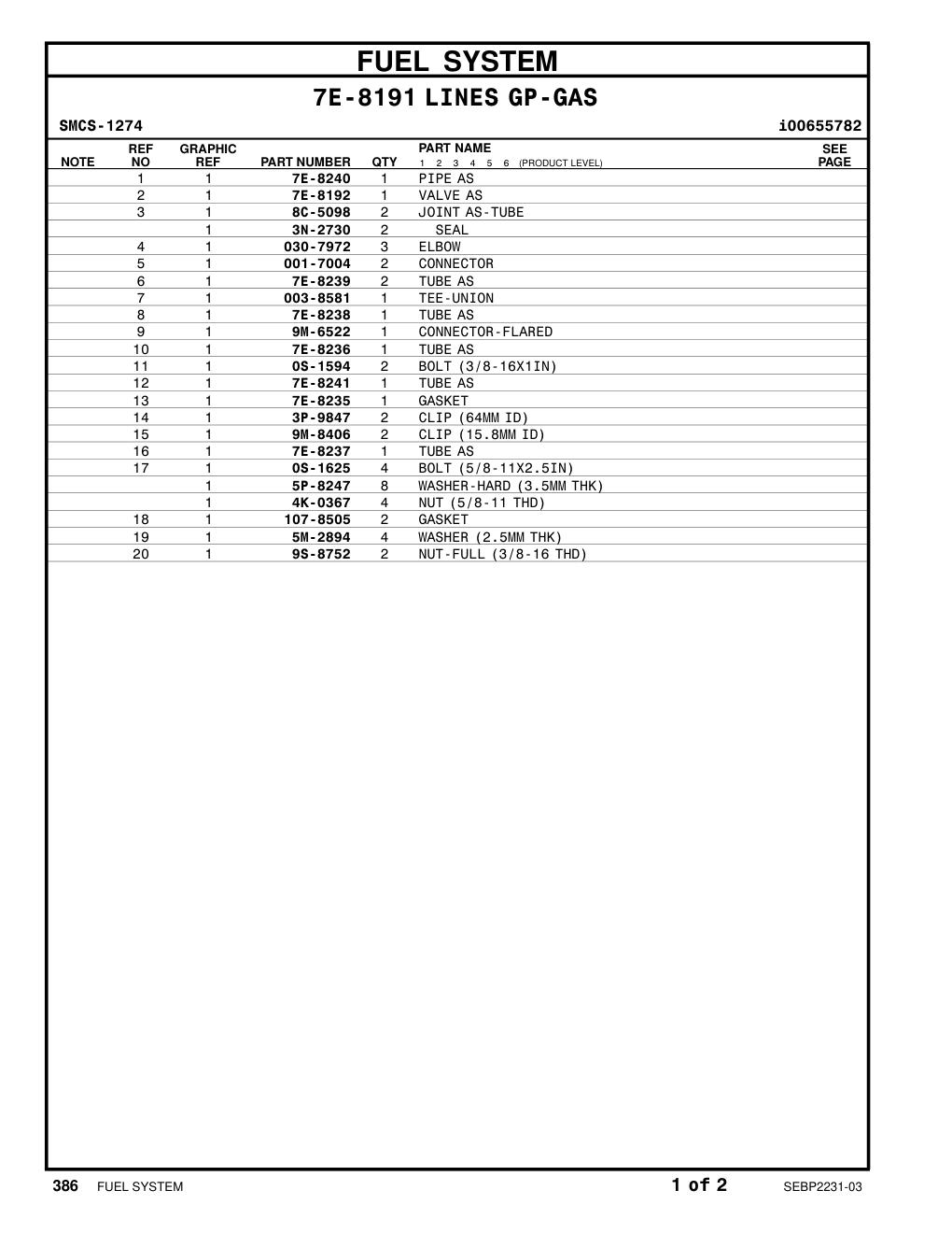 3N-2730 SEAL CAT parts manual diagram