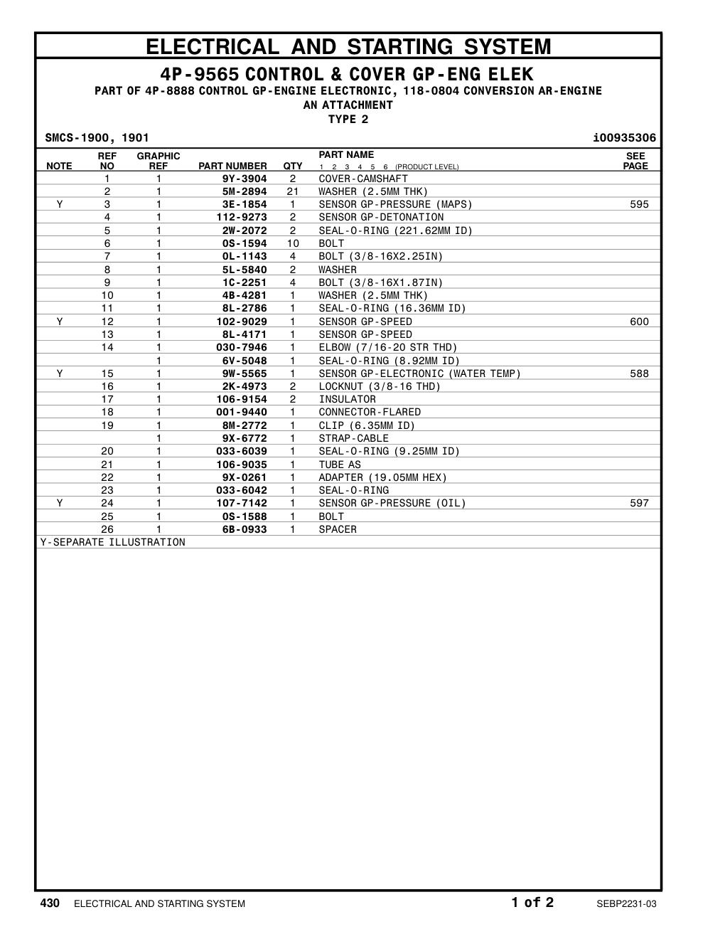 112-9273 SENSOR GP-DETONATION CAT parts manual diagram