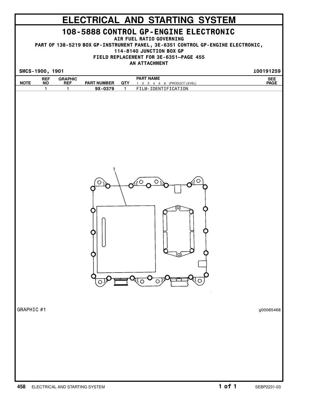 9X-0379 FILM-IDENTIFICATION CAT parts manual diagram