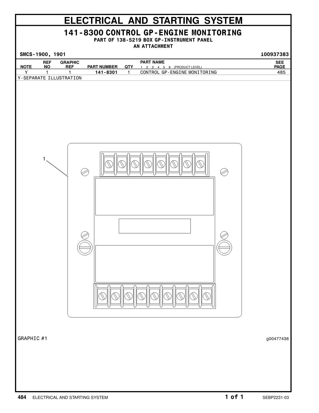 141-8301 CONTROL GP-ENGINE MONITORING CAT parts manual diagram