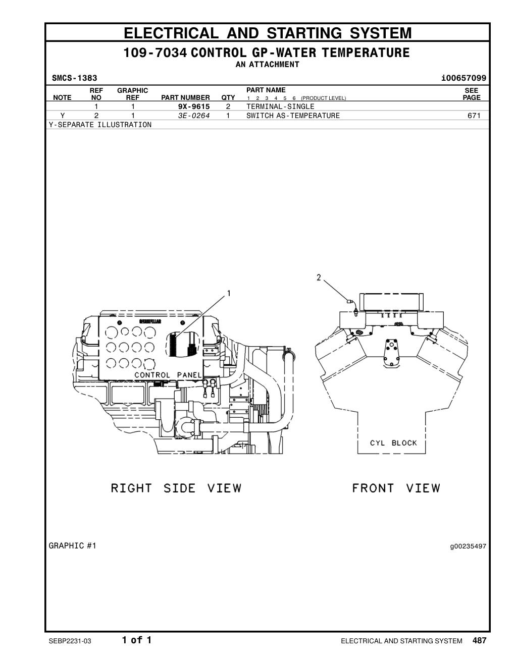 9X-9615 TERMINAL-SINGLE CAT parts manual diagram