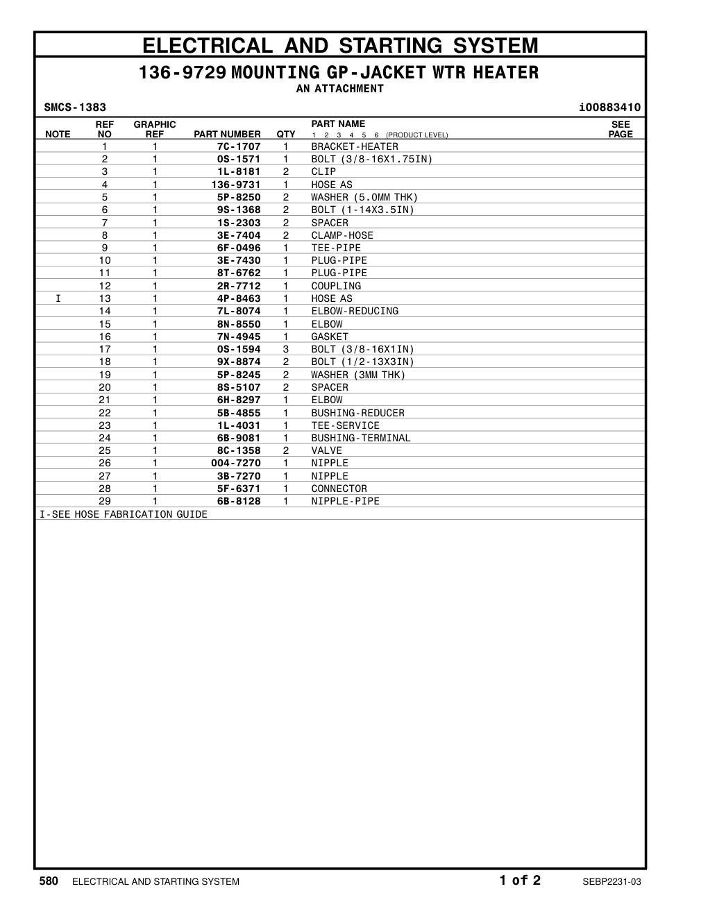 136-9731 HOSE AS CAT parts manual diagram