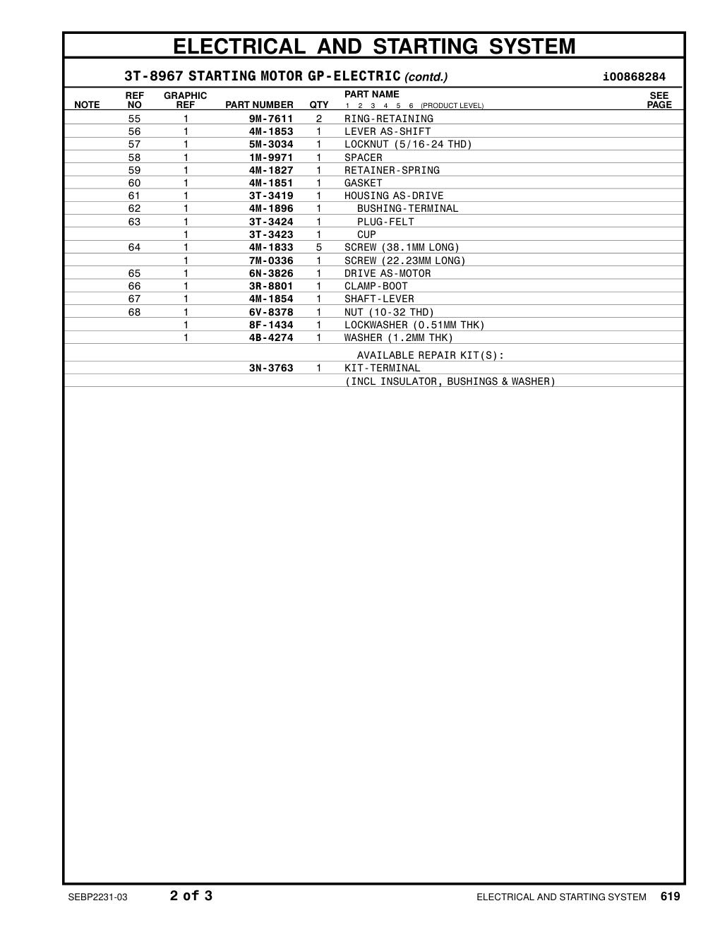 9M-7611 RING-RETAINING CAT parts manual diagram