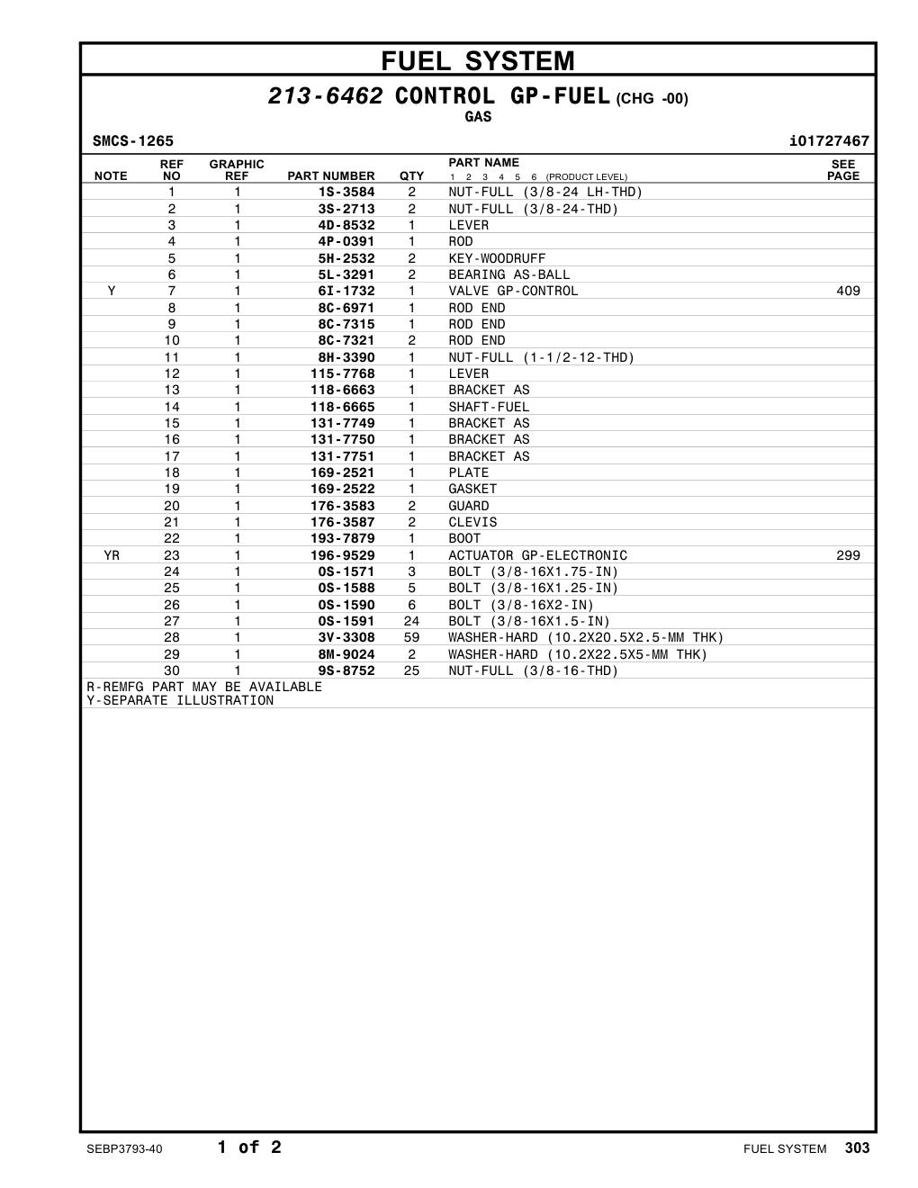 118-6665 SHAFT-FUEL CAT parts manual diagram