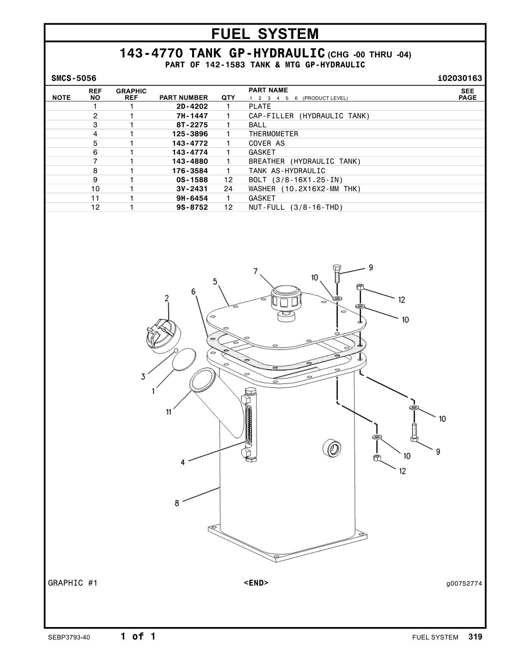 176-3584 TANK AS-HYDRAULIC CAT parts manual diagram