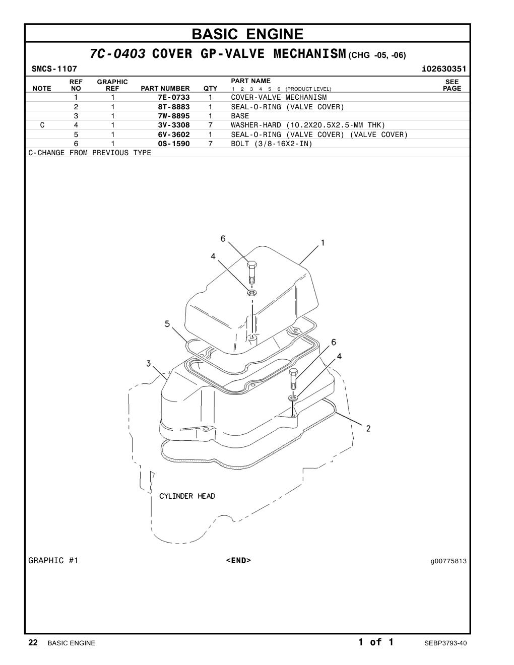 8T-8883 SEAL-O-RING (VALVE COVER) CAT parts manual diagram