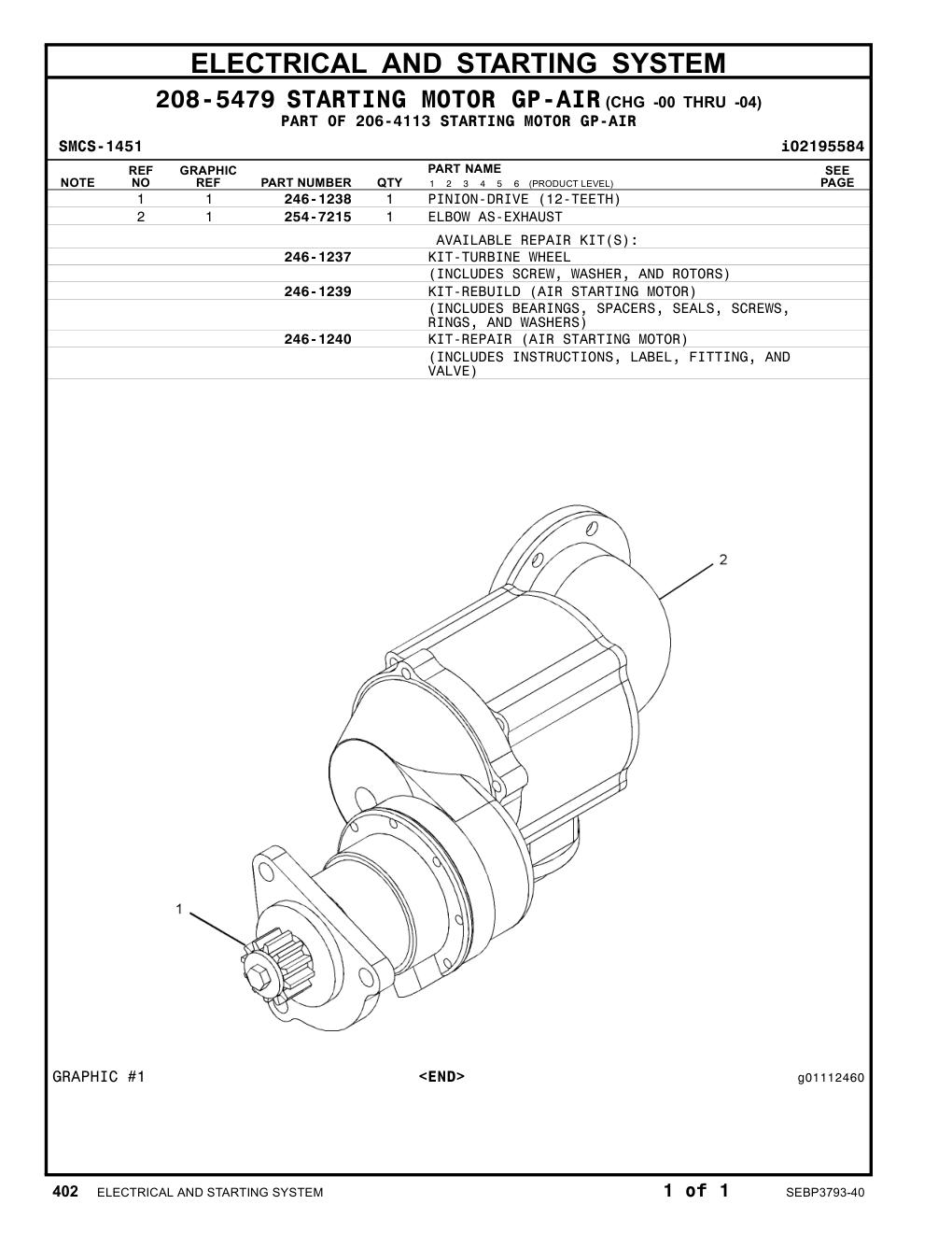 246-1238 PINION-DRIVE (12-TEETH) CAT parts manual diagram