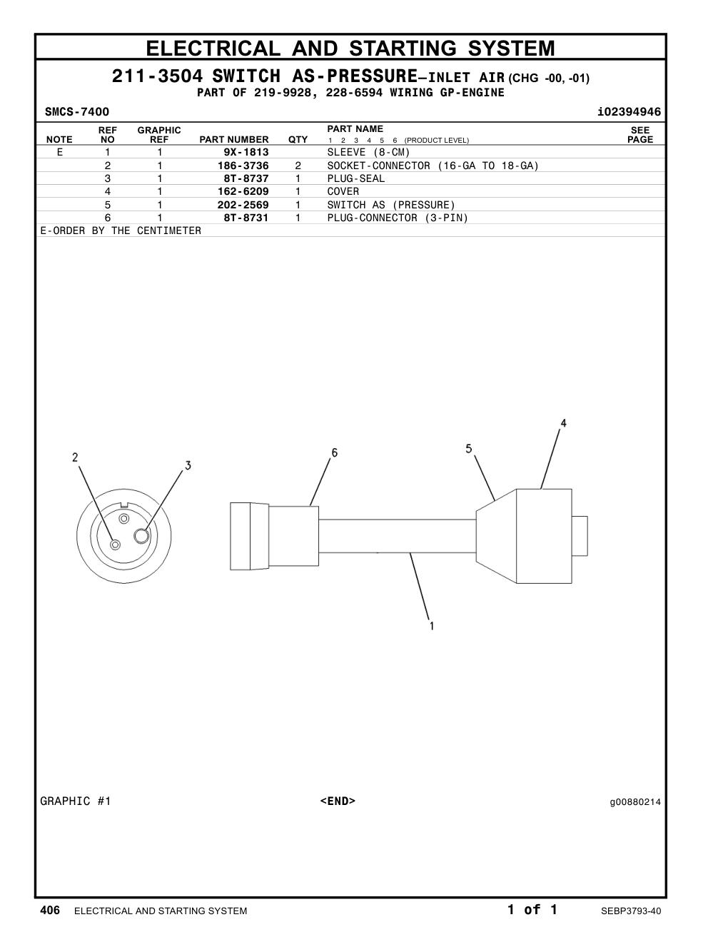 202-2569 SWITCH AS (PRESSURE) CAT parts manual diagram