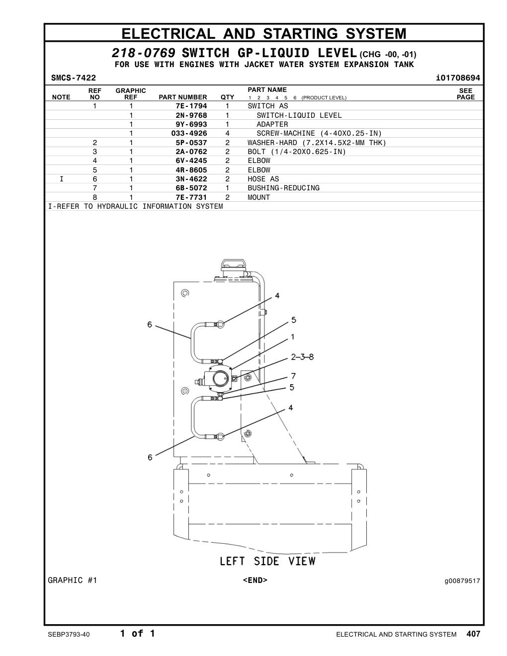 7E-1794 SWITCH AS CAT parts manual diagram