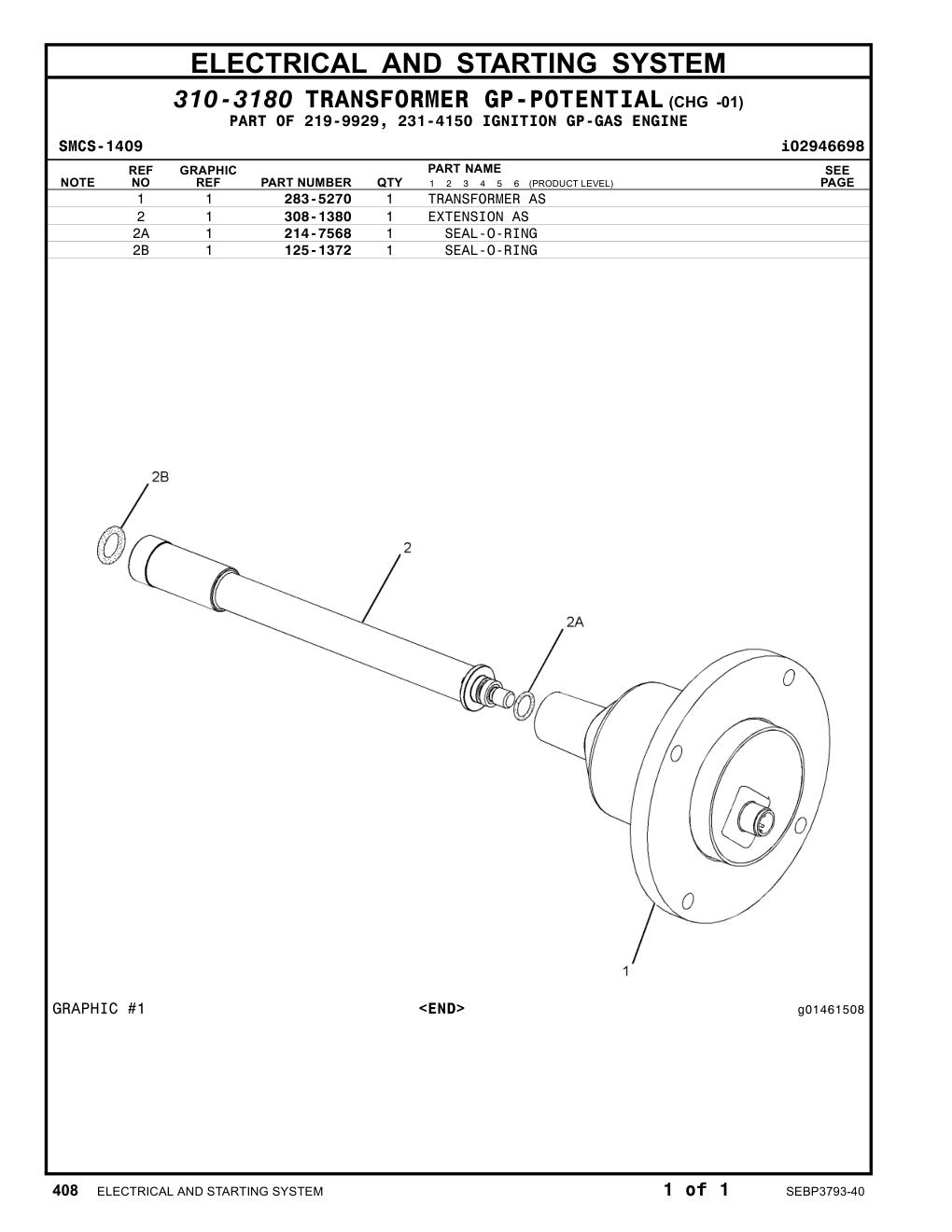 283-5270 TRANSFORMER AS CAT parts manual diagram