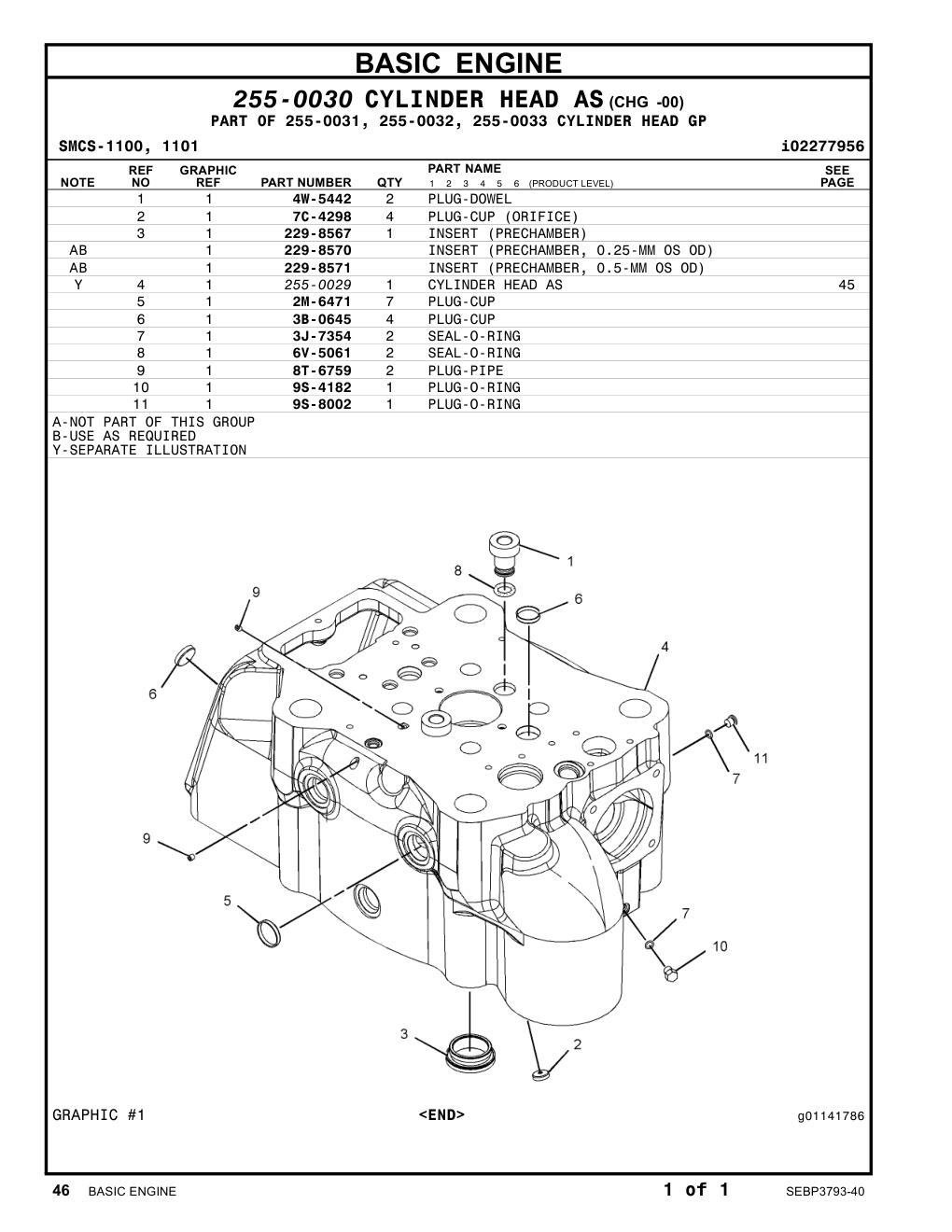 255-0029 CYLINDERHEADAS CAT parts manual diagram