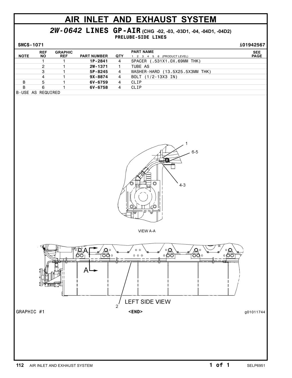 2W-1371 TUBE AS CAT parts manual diagram