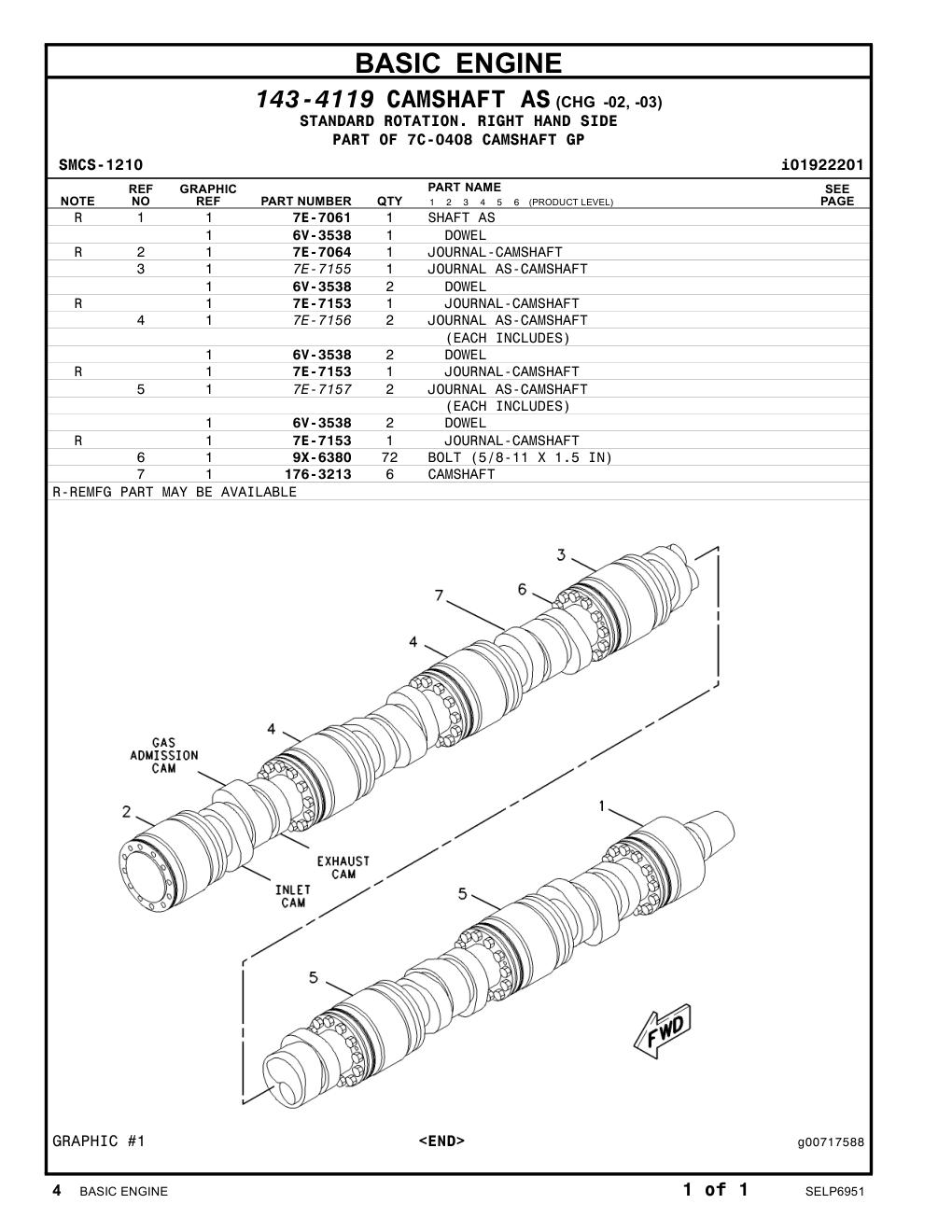 176-3213 CAMSHAFT CAT parts manual diagram