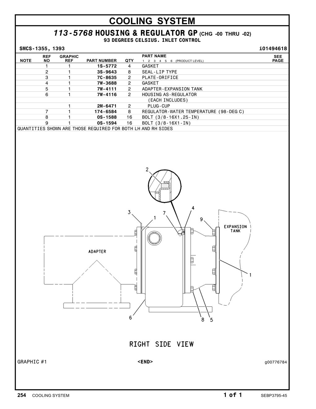 174-6584 REGULATOR-WATERTEMPERATURE(98-DEGC) CAT parts manual diagram