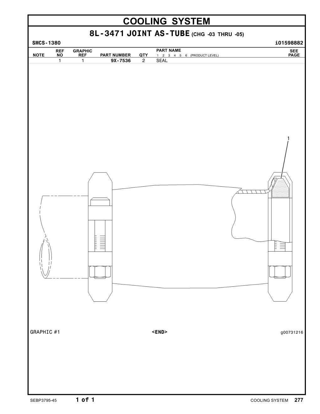 9X-7536 SEAL CAT parts manual diagram