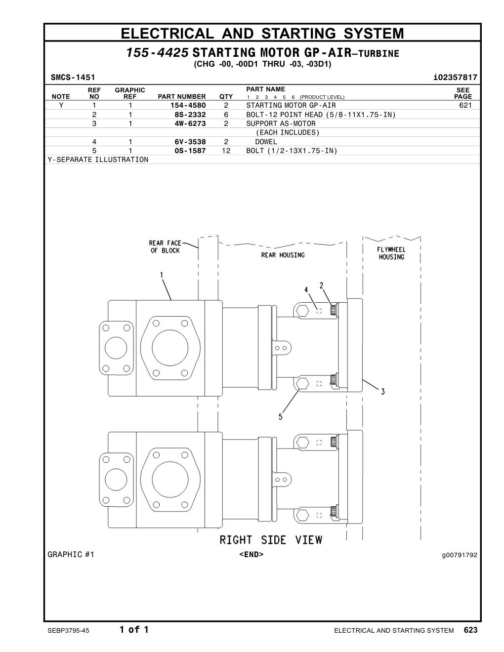 154-4580 STARTINGMOTOR GP-AIR CAT parts manual diagram
