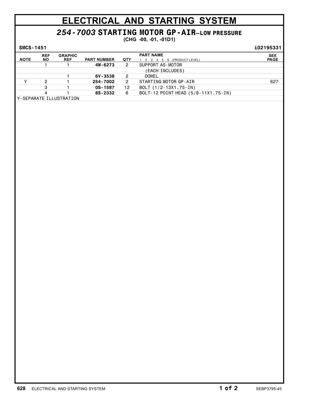 254-7002 STARTINGMOTOR GP-AIR CAT parts manual diagram
